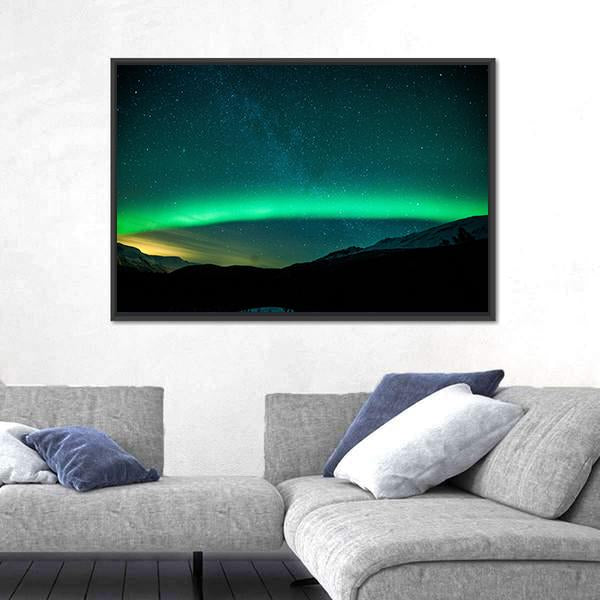 Northern Lights Arc Sweden Canvas Wall Art-3 Horizontal-Gallery Wrap-25" x 16"-Tiaracle