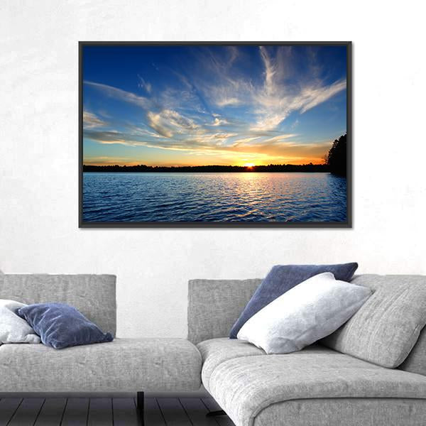 Northern Wisconsin Lake Sunset Canvas Wall Art-3 Horizontal-Gallery Wrap-25" x 16"-Tiaracle