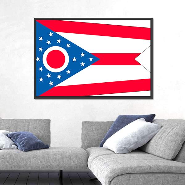 Ohio State Flag Canvas Wall Art-3 Horizontal-Gallery Wrap-25" x 16"-Tiaracle