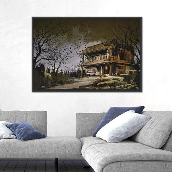 Old Wooden Abandoned House Canvas Wall Art-3 Horizontal-Gallery Wrap-25" x 16"-Tiaracle