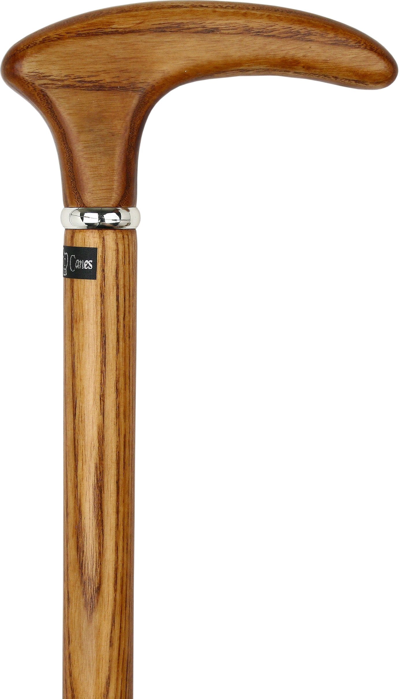 Scratch & Dent Camel Brown Cosmopolitan Handle Walking Cane With Ash Wood Shaft and Silver Collar V1444