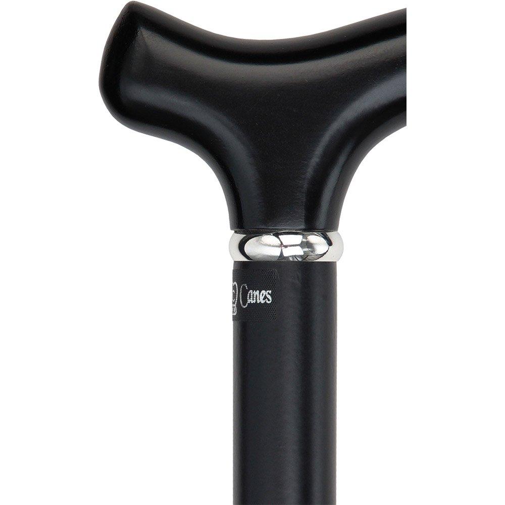 Scratch and Dent Royal Black Derby Walking Cane With Beechwood Shaft and Silver Collar V1894