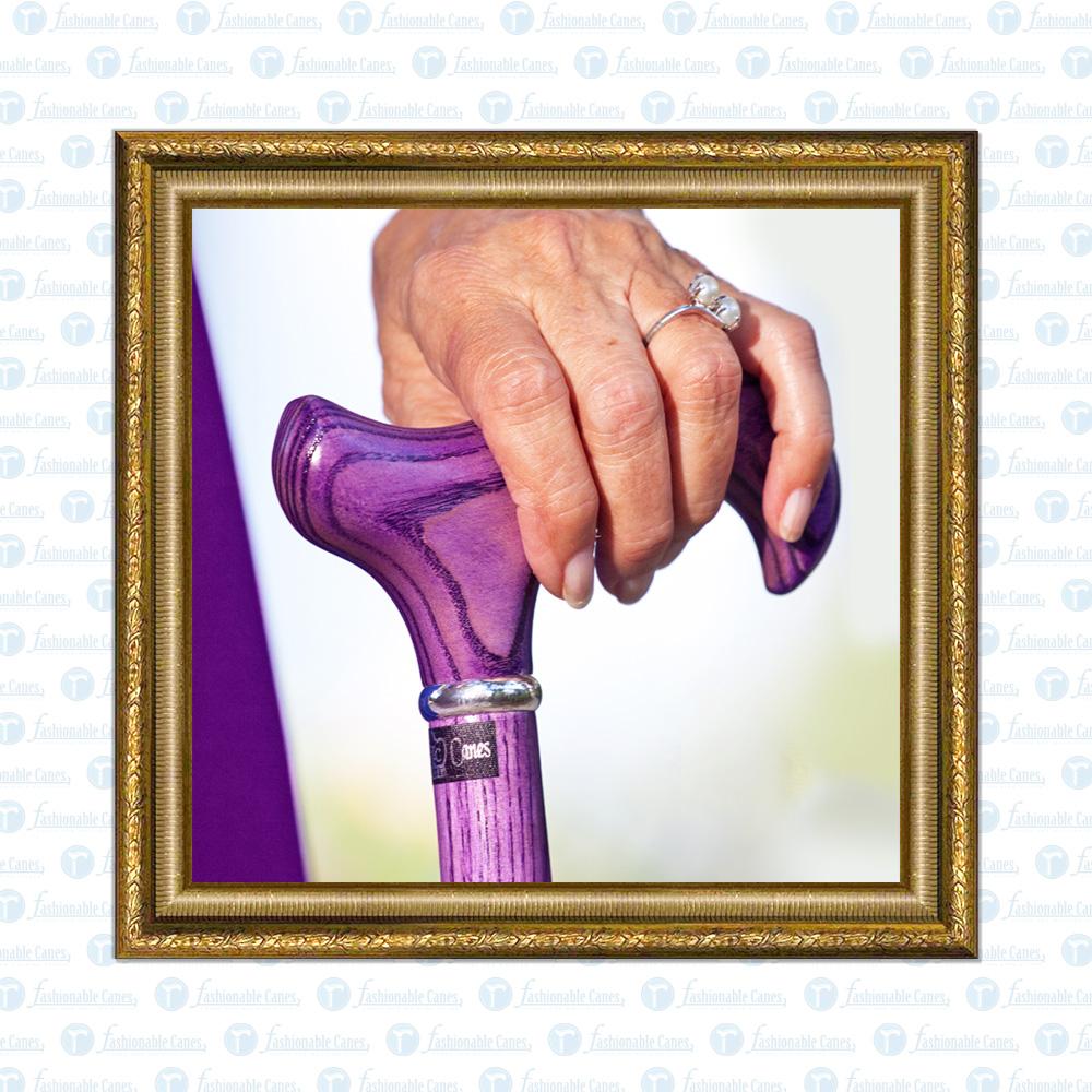 Scratch & dent Vivid Purple Derby Walking Cane With Ash Wood Shaft and Silver Collar V1589