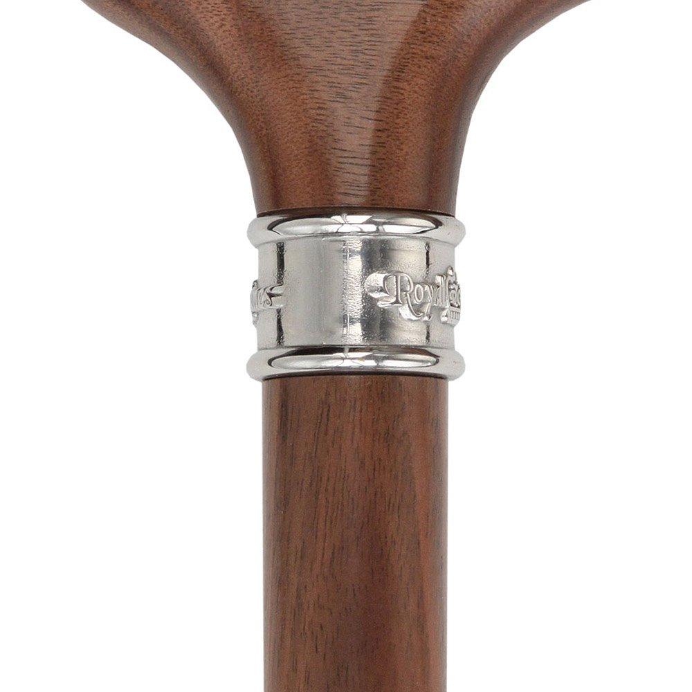 Scratch and Dent Walnut Derby-Handle Walking Cane with Embossed Steel Collar v1904