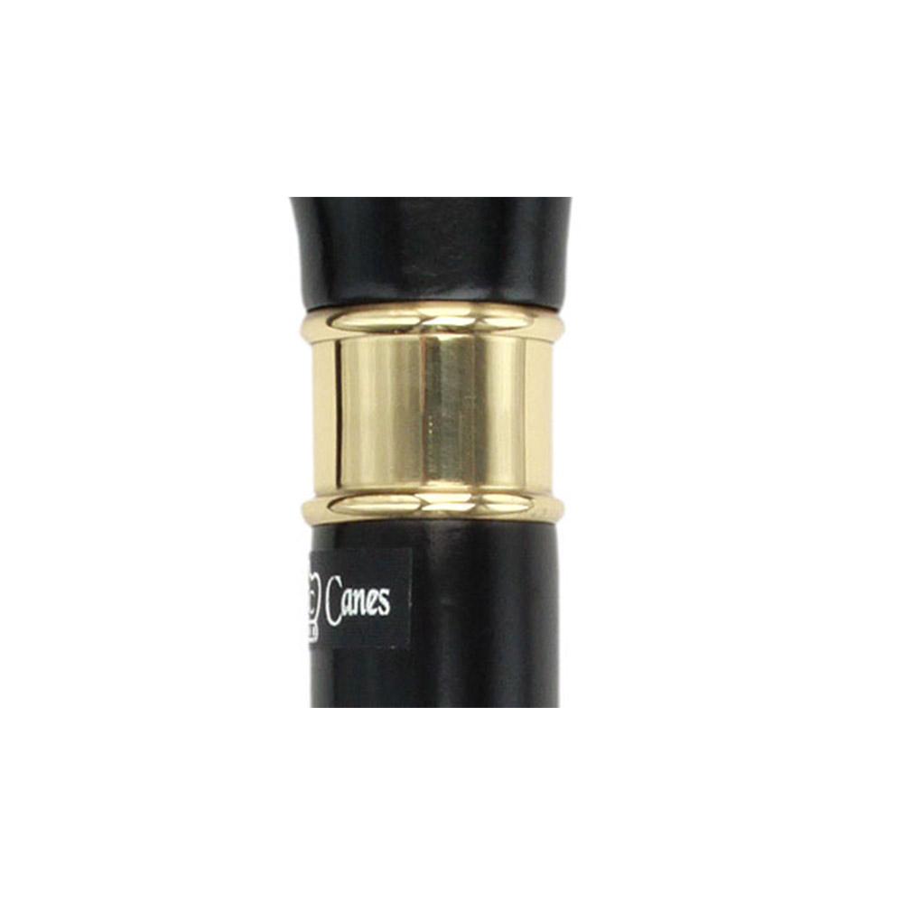 Scratch and Dent Extra Long, Super Strong Black Derby Walking Cane With Beechwood Shaft and Brass Collar V1927