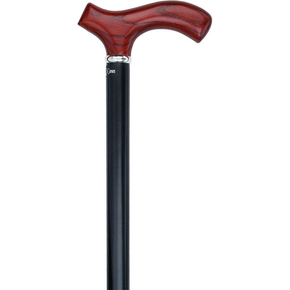 Scratch and dent Genuine Mahogany Ash Fritz Walking Cane w/ Black Beechwood Shaft & Silver Collar V1593