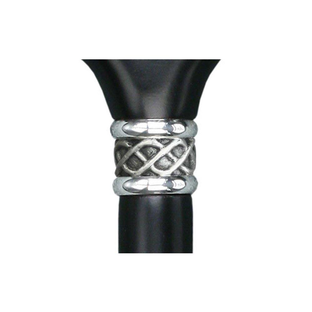 Scratch and Dent Slim Line Fritz Walking Cane With Black Beechwood Shaft and Braided Pewter Collar V1922