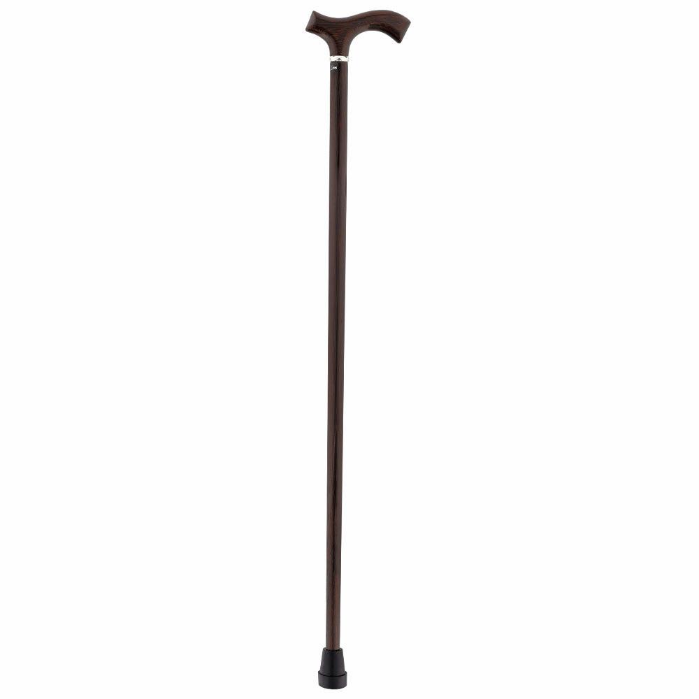 Gehstock mit Fritz-Griff aus Wengeholz mit Kratzern und Dellen, Schaft aus echtem Wengeholz und silberner Manschette V1893