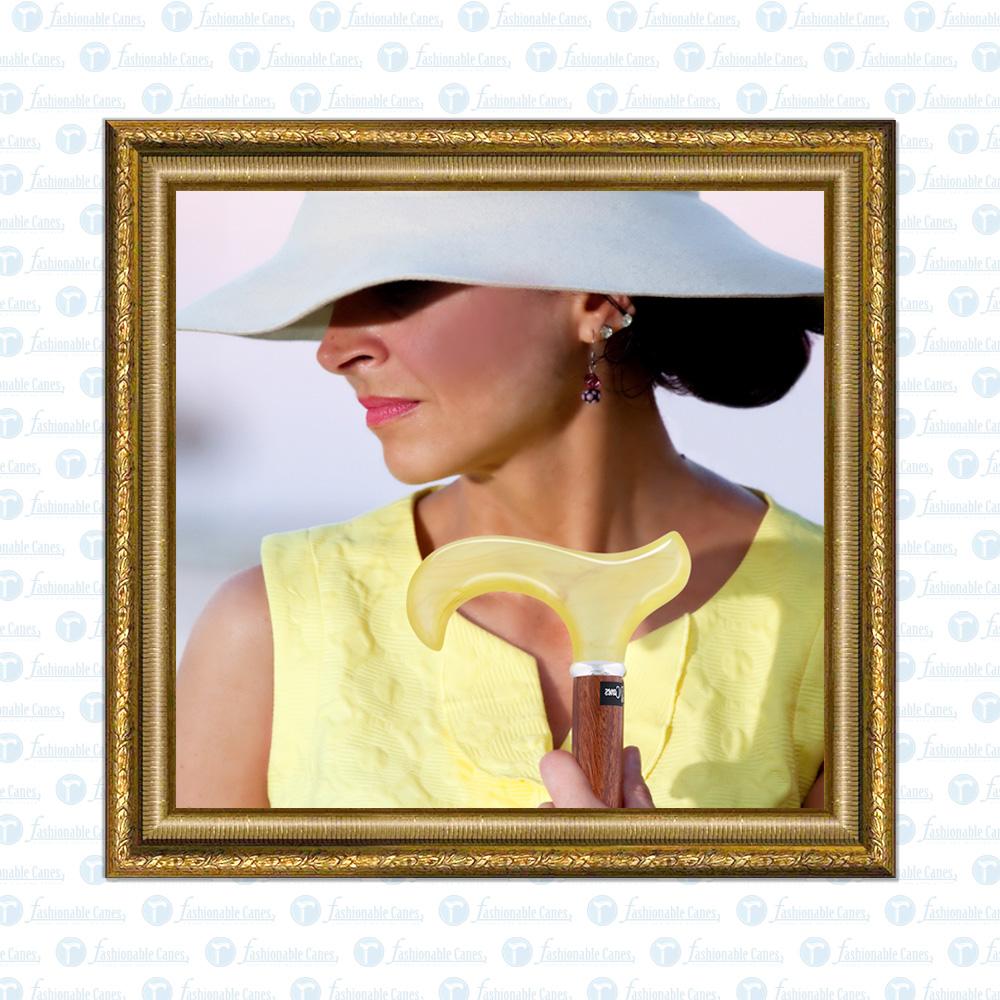 Scratch & Dent Lemon Ice Derby Walking Cane With Genuine Rosewood Shaft and Silver Collar V1483