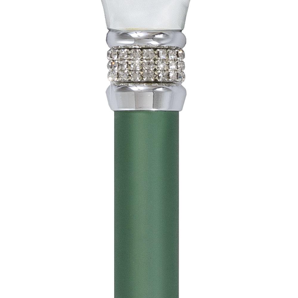Scratch & Dent Lucky Green Pearlz w/ Rhinestone Collar Green Designer Adjustable Cane V1669