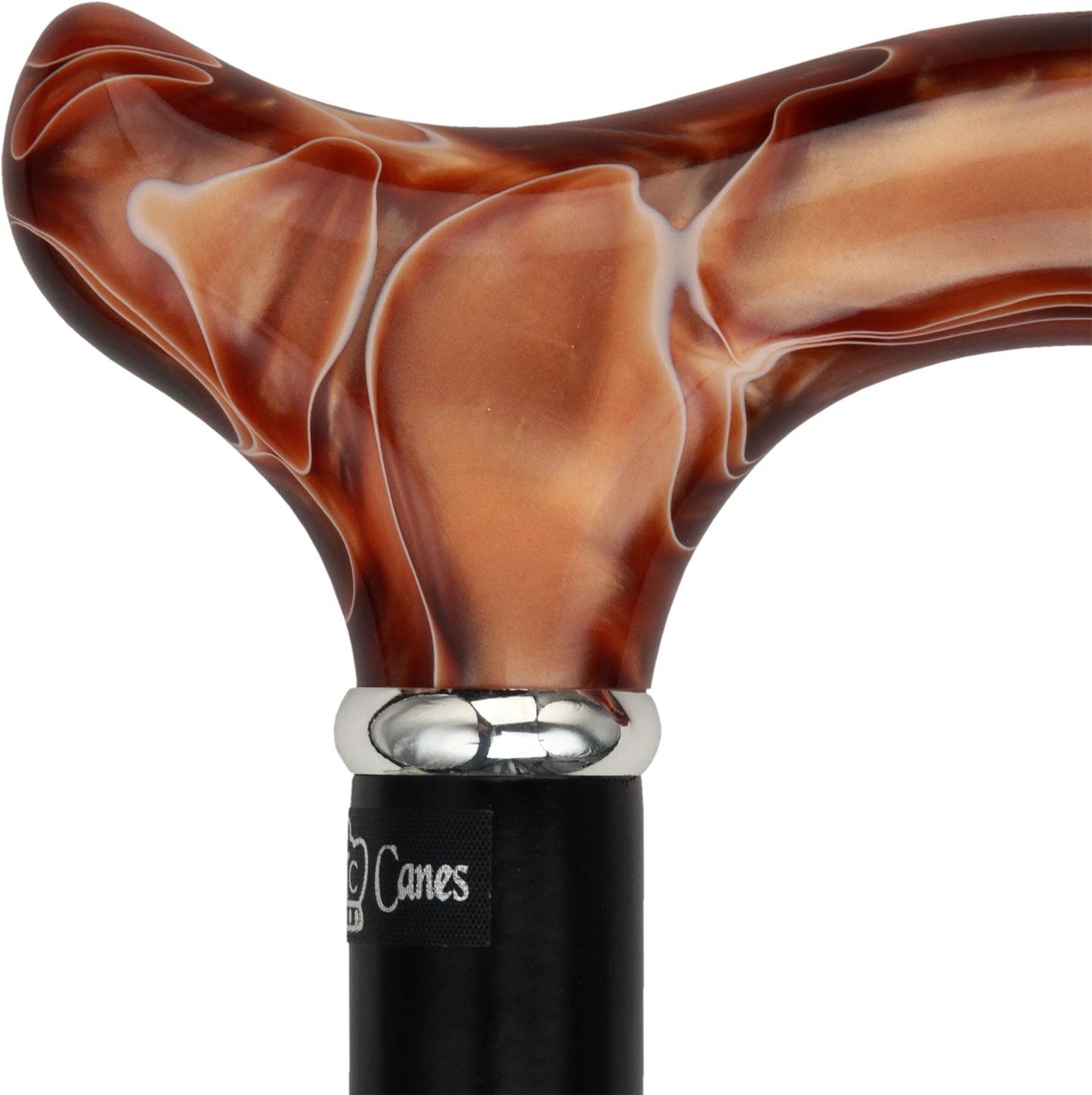 Scratch & Dent Vivid Sunset Derby Gehstock mit schwarzem Buchenholzschaft und silbernem Kragen V1531