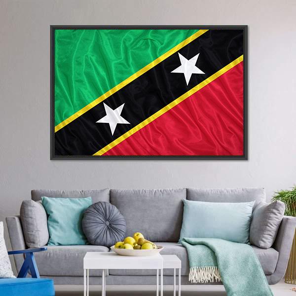 Saint Kitts & Nevis Flag Canvas Wall Art-3 Horizontal-Gallery Wrap-25" x 16"-Tiaracle