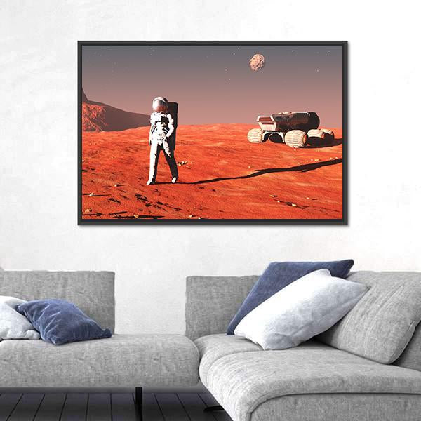 Scene Of The Astronaut On Mars Canvas Wall Art-3 Horizontal-Gallery Wrap-25" x 16"-Tiaracle