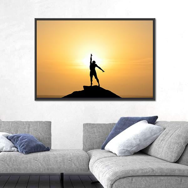 Silhouette Of A Businessman Canvas Wall Art-3 Horizontal-Gallery Wrap-25" x 16"-Tiaracle