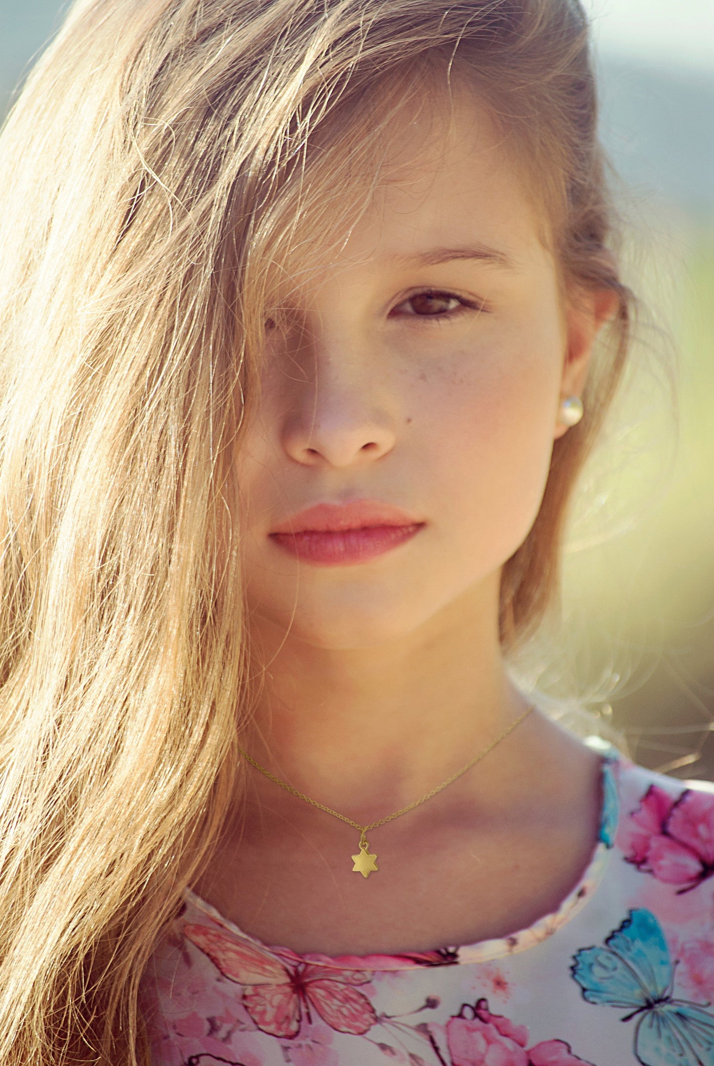 14 Karat Gold zierliche Davidstern-Halskette