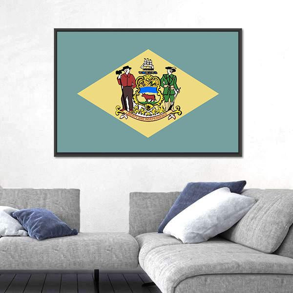 State Of Delaware Flag Canvas Wall Art-3 Horizontal-Gallery Wrap-25" x 16"-Tiaracle