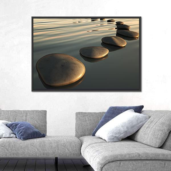 Step Stones To The Sunset Canvas Wall Art-3 Horizontal-Gallery Wrap-25" x 16"-Tiaracle