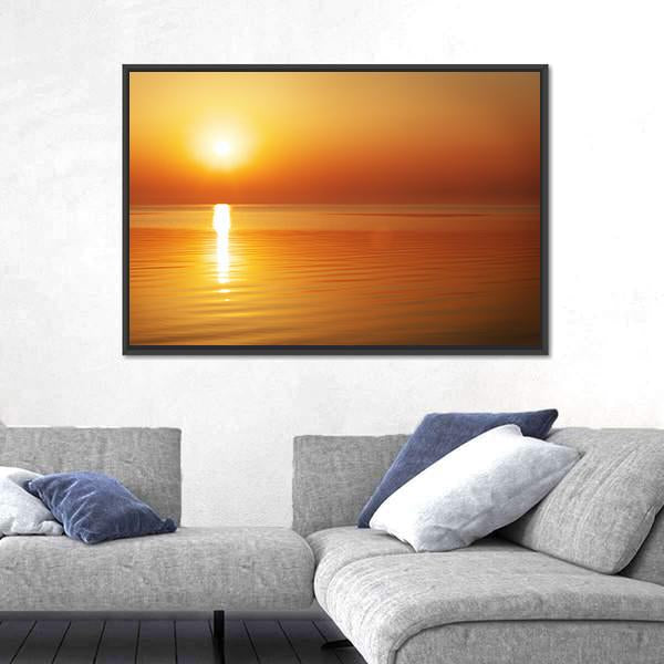 Sunrise In The Sea Canvas Wall Art-3 Horizontal-Gallery Wrap-25" x 16"-Tiaracle