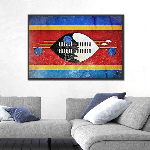 Swaziland Grunge Flag Canvas Wall Art-3 Horizontal-Gallery Wrap-25" x 16"-Tiaracle
