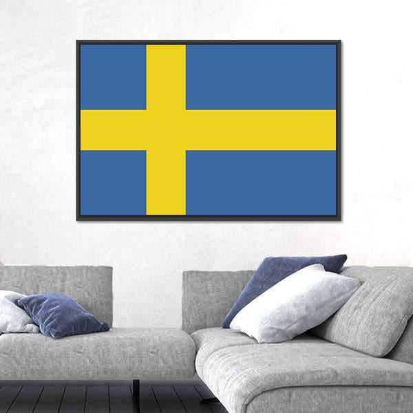 Swedish Flag Canvas Wall Art-3 Horizontal-Gallery Wrap-25" x 16"-Tiaracle