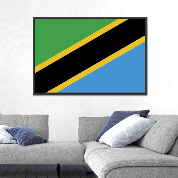 Tanzania Flag Canvas Wall Art-1 Piece-Floating Frame-24" x 16"-Tiaracle