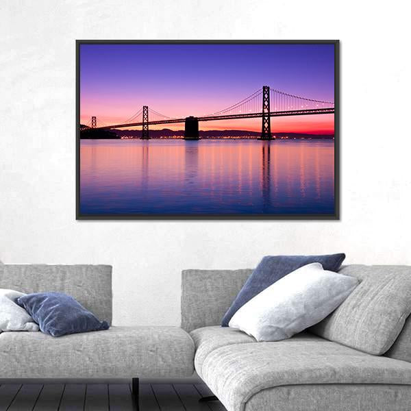 The Bay Bridge San Francisco Canvas Wall Art-1 Piece-Floating Frame-24" x 16"-Tiaracle