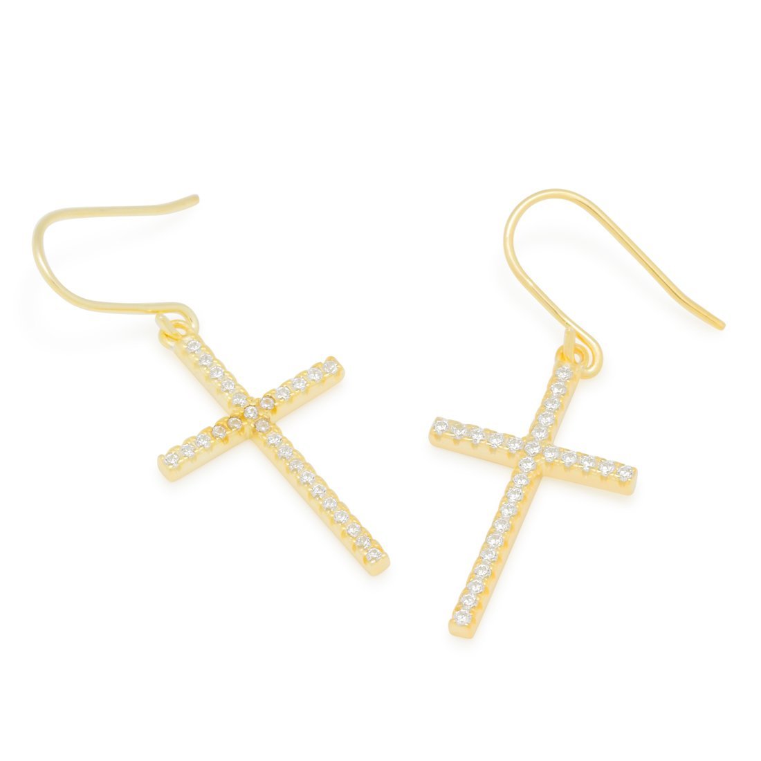 Thin Hanging Cross Earrings