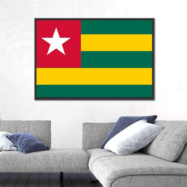 Togo Flag Canvas Wall Art-1 Piece-Floating Frame-24" x 16"-Tiaracle