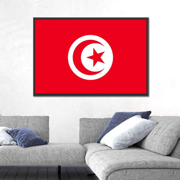 Tunisia Flag Canvas Wall Art-1 Piece-Floating Frame-24" x 16"-Tiaracle