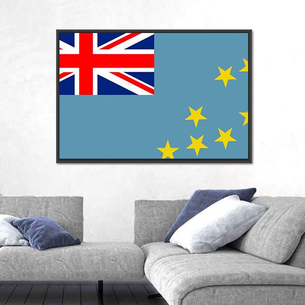 Tuvalu Flag Canvas Wall Art-1 Piece-Floating Frame-24" x 16"-Tiaracle