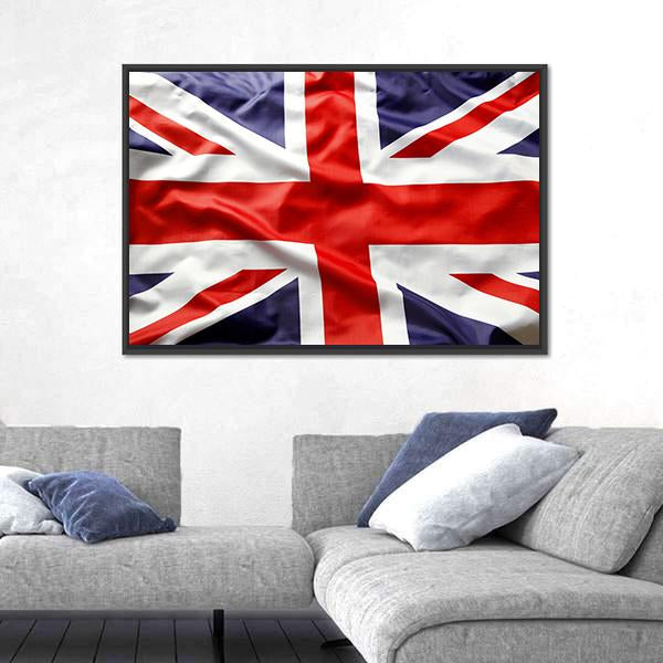 Union Jack Flag Canvas Wall Art-1 Piece-Floating Frame-24" x 16"-Tiaracle