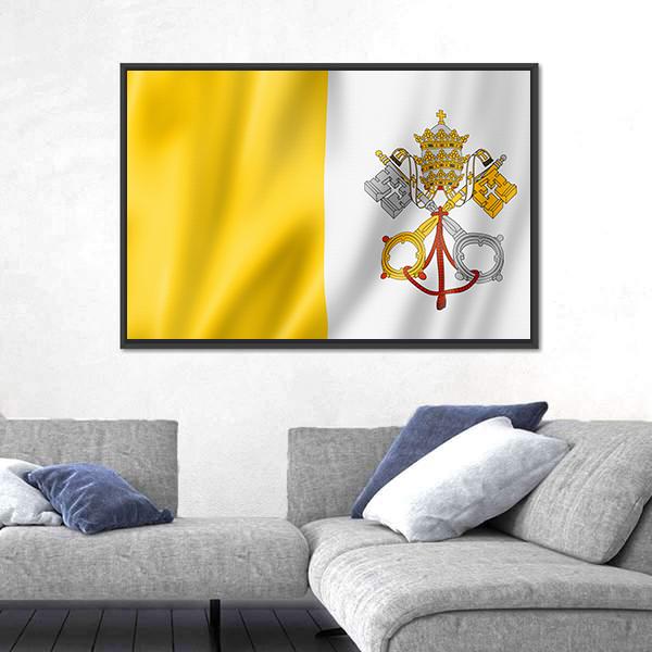Vatican City Flag Canvas Wall Art-3 Horizontal-Gallery Wrap-25" x 16"-Tiaracle