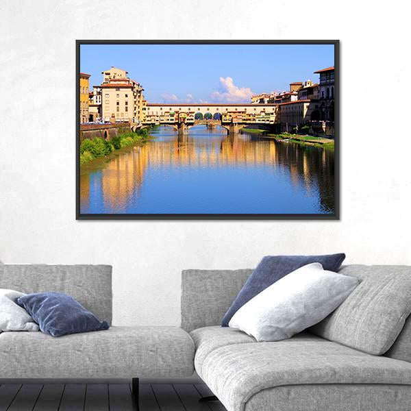 View Down The Arno River Canvas Wall Art-3 Horizontal-Gallery Wrap-25" x 16"-Tiaracle