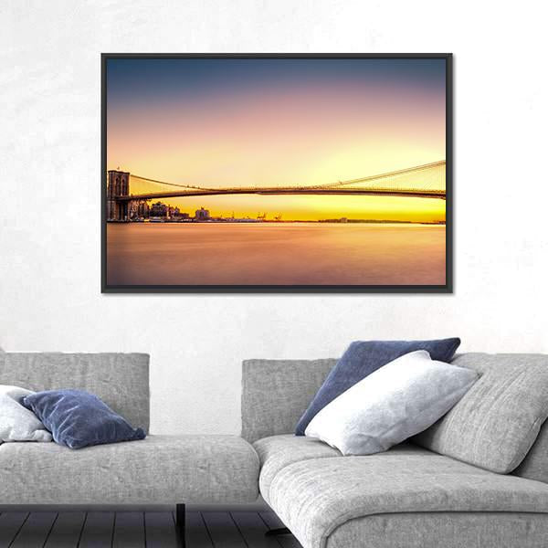 View Of Brooklyn Bridge Canvas Wall Art-3 Horizontal-Gallery Wrap-25" x 16"-Tiaracle