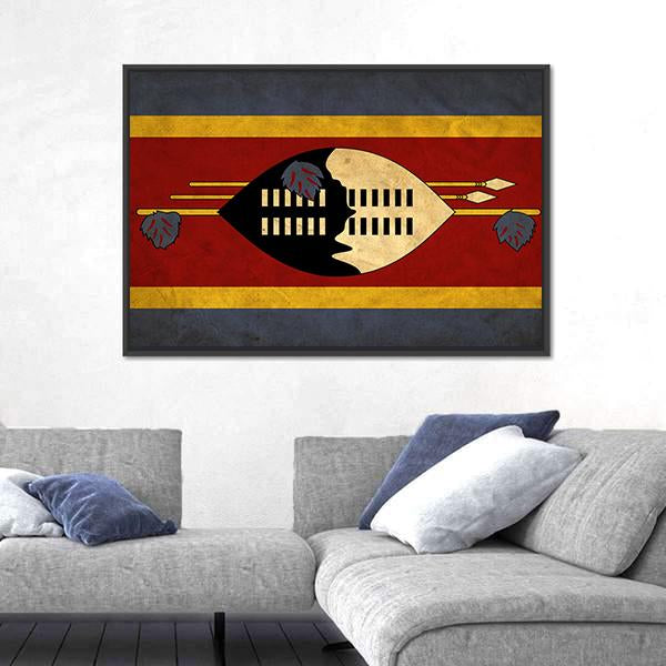 View Of Swaziland Grunge Flag Canvas Wall Art-3 Horizontal-Gallery Wrap-25" x 16"-Tiaracle