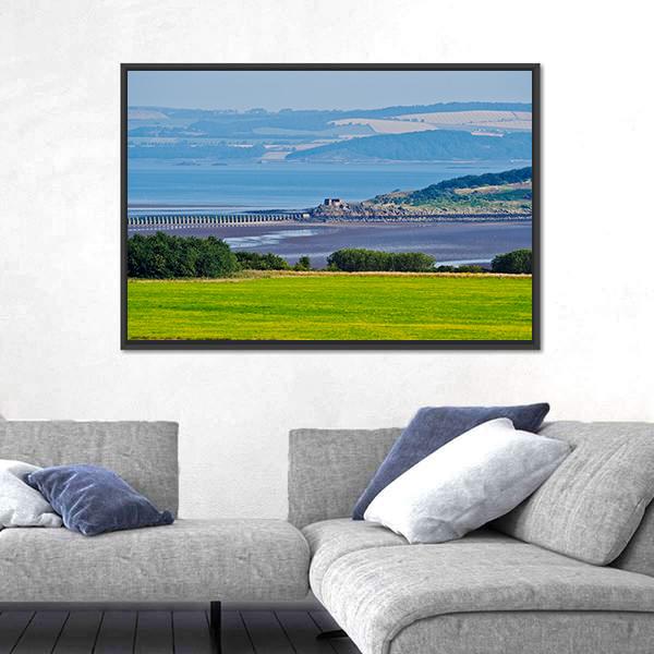 View Towards The Cramond Island Canvas Wall Art-3 Horizontal-Gallery Wrap-25" x 16"-Tiaracle