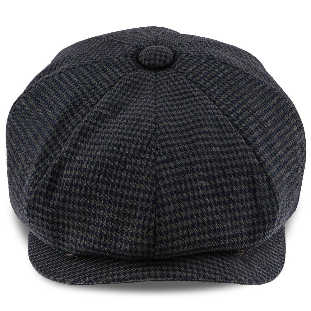 Oxford - Walrus Hats Navy/Green Houndstooth Polyester 8 Panel Newsboy Cap