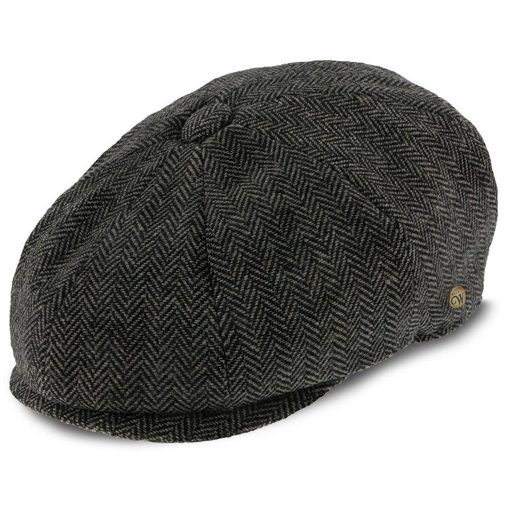 Shelby - Walrus Hats Grey Herringbone Wool Blend 8 Panel Kids Newsboy Cap (Toddler, Boys, Youth)
