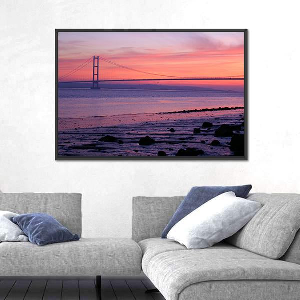 Warm Humber Bridge Canvas Wall Art-3 Horizontal-Gallery Wrap-25" x 16"-Tiaracle
