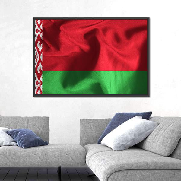 Waving Flag Of Belarus Canvas Wall Art-3 Horizontal-Gallery Wrap-25" x 16"-Tiaracle