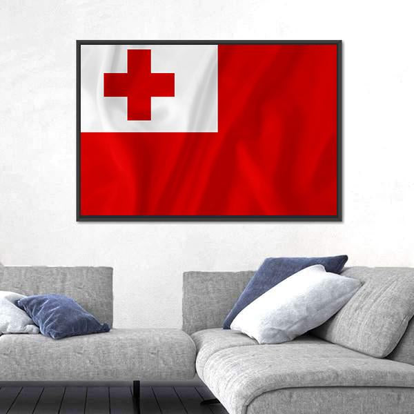 Tonga Flag Canvas Wall Art-1 Piece-Floating Frame-24" x 16"-Tiaracle