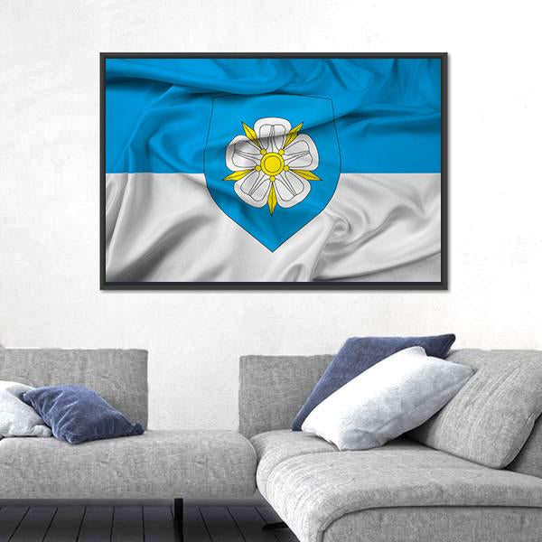 Waving Flag Of Viljandi Canvas Wall Art-3 Horizontal-Gallery Wrap-25" x 16"-Tiaracle