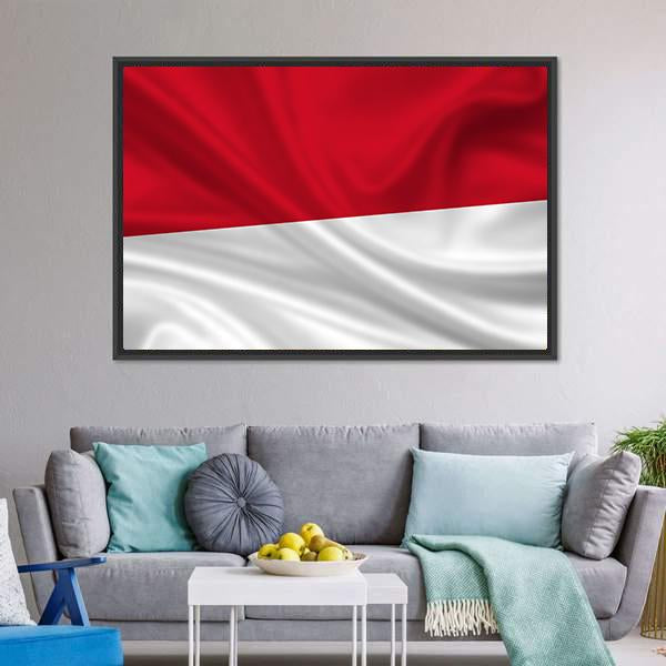Waving Indonesia Flag Canvas Wall Art-3 Horizontal-Gallery Wrap-25" x 16"-Tiaracle