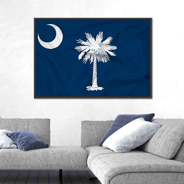 Waving South Carolina State Flag Canvas Wall Art-3 Horizontal-Gallery Wrap-25" x 16"-Tiaracle
