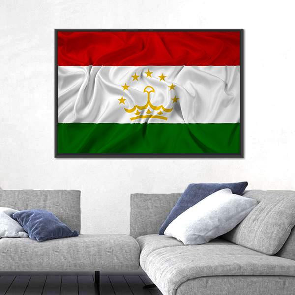 Waving Tajikistan Flag Canvas Wall Art-3 Horizontal-Gallery Wrap-25" x 16"-Tiaracle