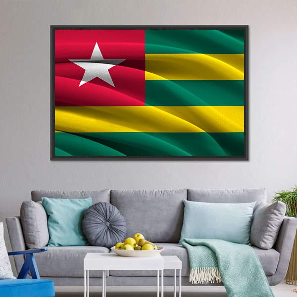 Waving Togo Flag Canvas Wall Art-3 Horizontal-Gallery Wrap-25" x 16"-Tiaracle