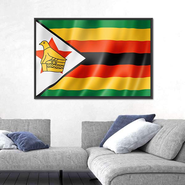Zimbabwe Flag Canvas Wall Art-3 Horizontal-Gallery Wrap-25" x 16"-Tiaracle