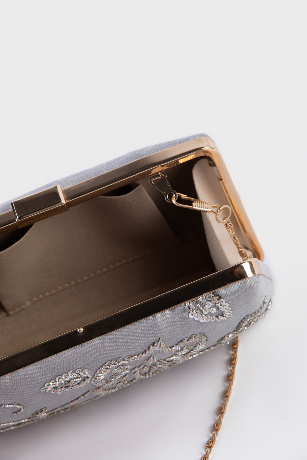 Embellished Satin Clutch