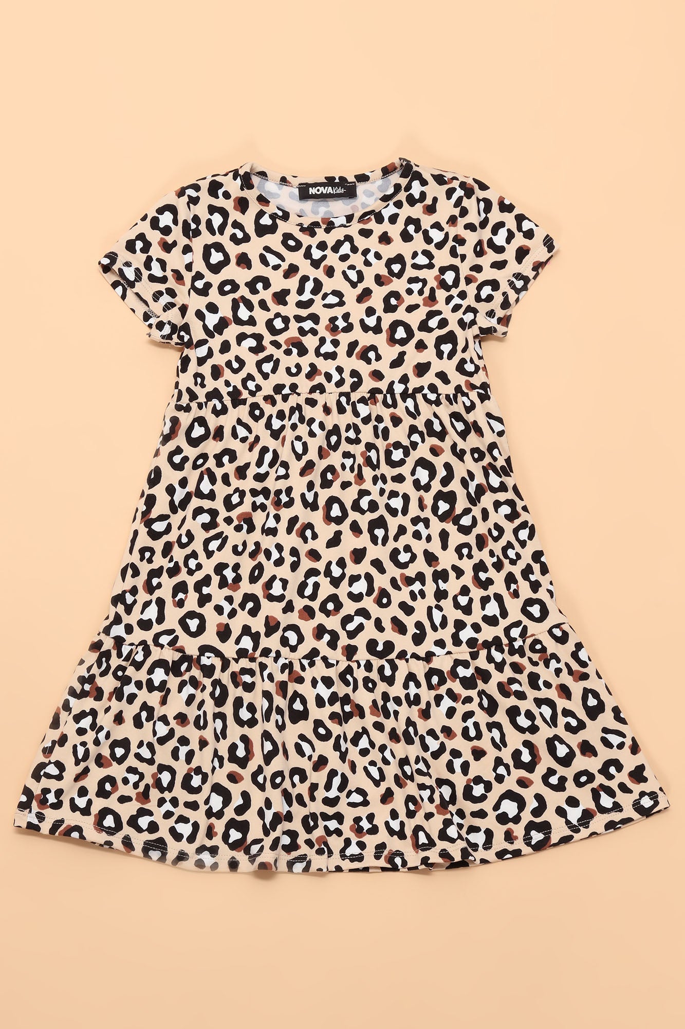 منی وائلڈ سائیڈ ٹائرڈ ڈریس - براؤن/کومبو