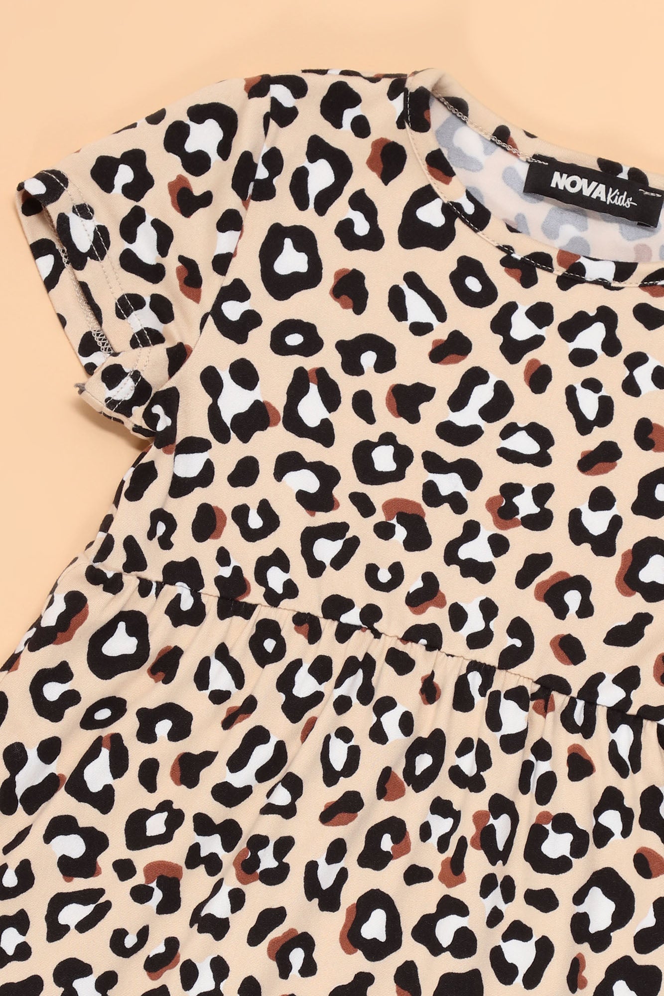 منی وائلڈ سائیڈ ٹائرڈ ڈریس - براؤن/کومبو